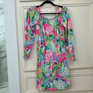 lilly pulitzer off the shoulder skirt romper